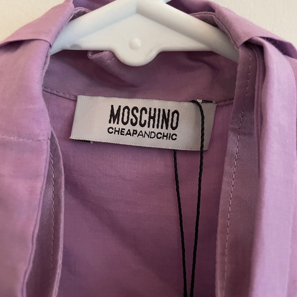 Moschino Vintage Sheer Purple Bow Tie Collar Blouse - Picture 3 of 6